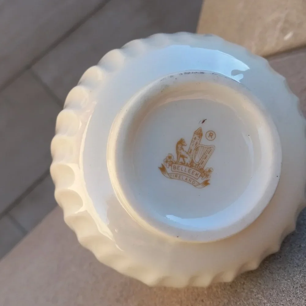 BELLEEK Pink Scroll Bud Vase 1980-1992 7th Gen Mark